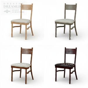 Chaise de salle à manger classique en bois massif, finition dorée, chaise de banquet de mariage - Product Image 3
