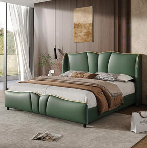 Cadre de lit réglable en cuir PU taille Queen OE HOME avec tête de lit à volants, design moderne, cadre en bois écologique - Product Image 6