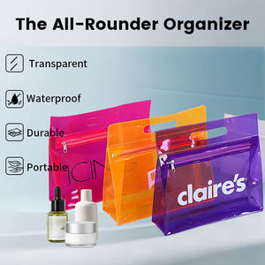 Pochette de maquillage imperméable avec fermeture éclair personnalisée, sac de toilette professionnel, sac de voyage personnalisé pour femmes, sac cosmétique transparent en PVC - Product Image 2