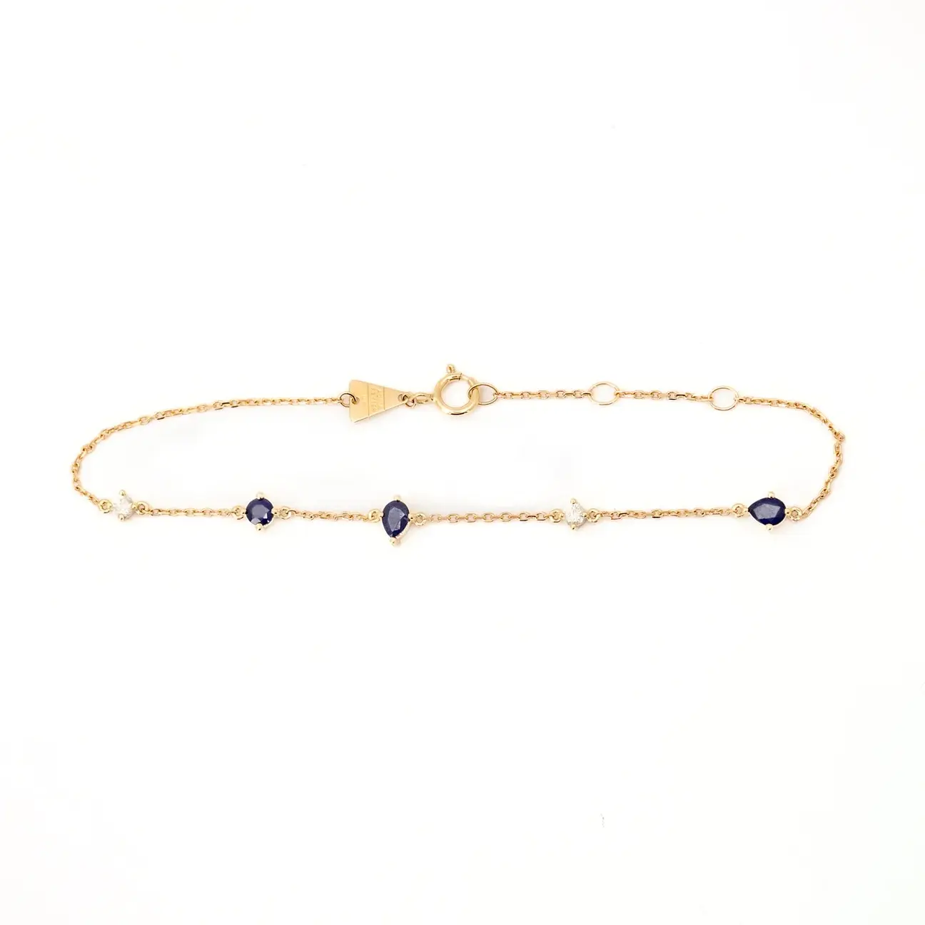Gioielli di personalità 925 argento sterling 14k placcato oro blu zaffiro zirconia braccialetti gioielli per donne ragazze
