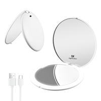 Cermin Rias LED Profesional dengan Sakelar Hall, Portabel, Lipat, Tanpa Tombol Sentuh, Lampu Otomatis, Kosmetik Vanity HD