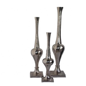 Vases de fleurs en Aluminium moulé, ensemble de trois pièces avec placage de Nickel sur la base, Vases de Table pour décoration intérieure - Product Image 1