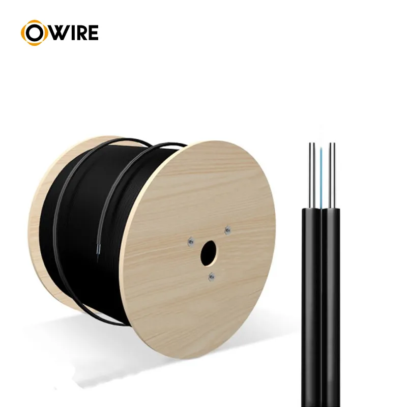 Owire oem fiberhome yofc1コア1kmドロップファイバーケーブルftth光ファイバーケーブルワイヤーFTTH Fibra Optica2 Hilosファイバーケーブル