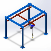 Mini-grue suspendue à poutre simple pour charges légères, 3 tonnes, motorisée, commande au sol et à distance, triphasée 380V, pour usine
