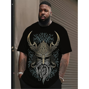 T-shirt Oversize Vintage da <span class=keywords><strong>Uomo</strong></span> con Stampa 3D Mitologia Vichinga, Girocollo, Logo, Felpa Streetwear, Top Casual Estivo, Maglietta da <span class=keywords><strong>Uomo</strong></span> - Product Image 3