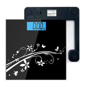 BL-6012 Digital Body Weight Bathroom Scale with Round Corner Design Large Blue LCD Backlight Display