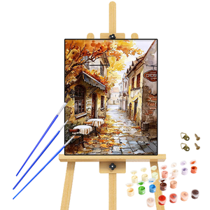Kit de toile personnalisé pour peinture par numéros : Les rues d'<span class=keywords><strong>automne</strong></span> – Peinture par numéros créative avec <span class=keywords><strong>acrylique</strong></span> non toxique - Product Image 1