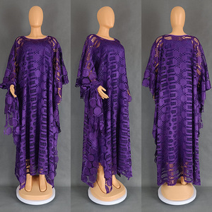 Conjunto de 2 piezas de cuello redondo africano, vestido de encaje Irregular, vestido informal calado con falda interior, vestido tradicional de iglesia para mujer - Product Image 6
