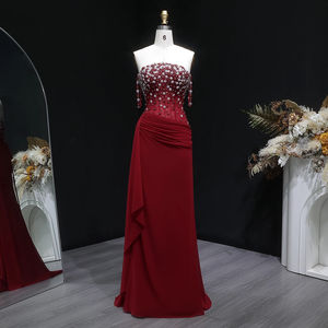 Вечернее платье-русалка Lsz248 2-в-1 черного и винно-красного цветов с кристаллическими аппликациями для женщин, для торжественных мероприятий и вечеринок, Jancember - Product Image 2