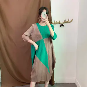 Plus Size Relaxed Casual Fat Girl Dress Contrast Color Slim Spring/Summer Hot Selling African Women's Dress
