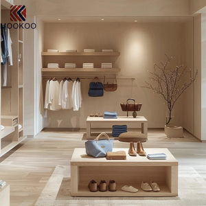 Meuble mural de présentation en bois pour boutique de vêtements, vitrine moderne pour l'affichage de vêtements - Product Image 6
