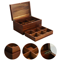 Organisateur de sachets de thé en bois d'acacia, boîte de rangement à 8 compartiments avec tiroir, coffre à thé, station à café, porte-sachets de sucre