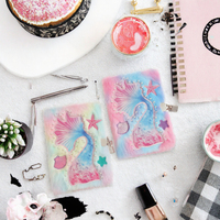 Carnet de notes multifonction en cuir A5 avec motif de cœur de dessin animé mignon, amusant, secret pour filles avec serrure et clés