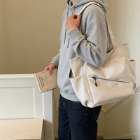 Sac fourre-tout en toile tendance avec poche diagonale zippée, grande capacité, sac à bandoulière double couche, sac de maman, logo personnalisé