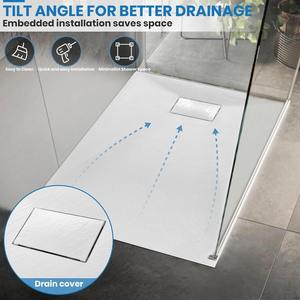 <span class=keywords><strong>Base</strong></span> de ducha SMC blanca moderna, <span class=keywords><strong>Base</strong></span> de baño de resina con cubierta de drenaje y bandeja de ducha de umbral bajo de SMC - Product Image 2