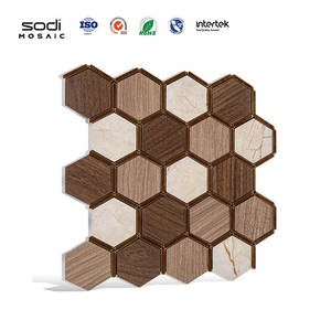Paneles de pared de mosaico de PVC con aspecto de mármol moderno, azulejos adhesivos hexagonales autoadhesivos impermeables para baño y cocina, hoteles, villas - Product Image 3