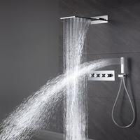 Kit de Douche Thermostatique Chromé 2026 en Promotion - Ensemble de Salle de Bain Soudé de Haute Qualité à 3 Fonctions avec Douchette Cascade et Douchette à Main