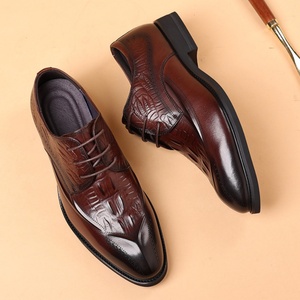 Chaussures en cuir italiennes artisanales pour hommes, style bureau, couleurs mélangées, bout pointu, imperméables, à lacets, rehaussantes, élégantes et décontractées - Product Image 4