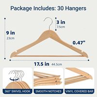 Cintres en bois naturel pour magasin de vêtements avec barre antidérapante pour pantalons – Présentoirs à vêtements