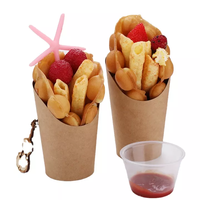 Gobelets en papier kraft recyclables pour frites chaudes à emporter, 12oz/16oz, logo personnalisé