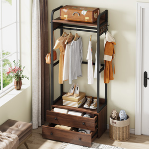 <span class=keywords><strong>Appendiabiti</strong></span> <span class=keywords><strong>Angolare</strong></span> Moderno in Legno Stile Vintage Retrò per Soggiorno e Camera da Letto con 2 Grandi Cassetti Multifunzionali - Product Image 6