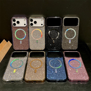 Custodia per telefono di lusso con diamanti magnetici e galvanizzazione per iPhone 17 Pro Max, compatibile con iPhone 16/15/14 - Product Image 1