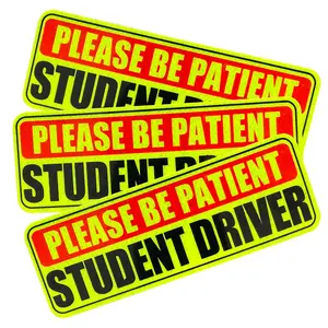 Magnetic Reflective Rookie Driver Bumper Sticker Please Be Patient Student Driver Magnet for Car