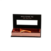 Boîte en papier pour cils avec logo personnalisé, luxe, magnétique, fenêtre transparente en PVC, laminage mat UV, recyclé