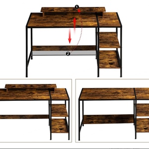 Escritorio de Computadora con Almacenamiento, Mesa Esquinera con Estante y Cajón, Mesa de Maquillaje de Madera y Metal para Oficina en Casa, para Escribir, Estudiar y Trabajar - Product Image 4