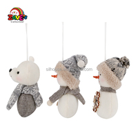 Zaves Ensemble de 3 décorations de Noël en peluche faites à la main de 5 pouces, comprenant un bonhomme de neige et un ours polaire, pour suspendre sur l'arbre, à la maison ou à l'intérieur