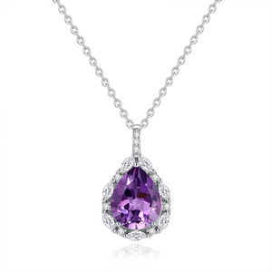 Pendentif en pierre de cristal naturel, collier chaîne croisée tendance en argent sterling S925, style designer haut de gamme, pierres précieuses colorées, exclusif - Product Image 1