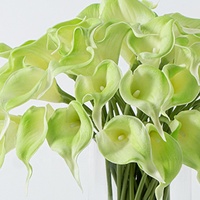 Dekorasi Ruang Tamu Tahan Lama 50pcs Buket Bunga Calla Lily Buatan Warna Hijau Muda Realistis dengan Vas Kaca