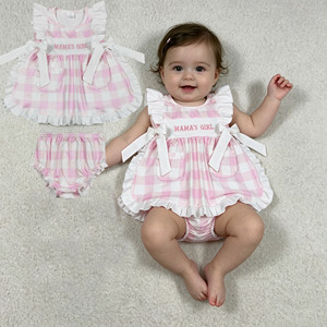 Conjuntos de Ropa para Bebés al por Mayor, Camiseta Túnica con Estampado de Flores para Niñas, Estilo Casual, Marca RTS Boutique, MAMA'S GIRL, 2 Piezas - Product Image 1