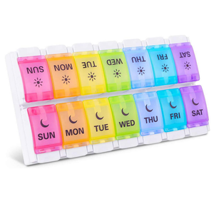 14 Grids Rainbow Piano Button Portable Pill Box 7 Days Travel Pill Dispenser Box Organizer Pillbox