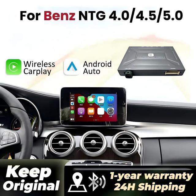 Wireless CarPlay Decoder Android Auto Module MirrorLink for Mercedes-Benz NTG4.0/4.5/5.0 | A/B/C/E/S/GLA/GLC Class 1-Year
