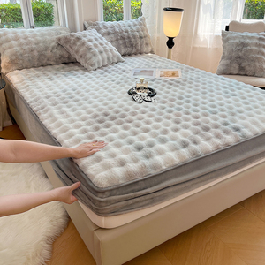 Cubrecolchón de Franela de Pelo de Conejo, Acolchado y Grueso, con Funda de Terciopelo de Leche para <span class=keywords><strong>Cuna</strong></span>, para Uso Doméstico - Product Image 4