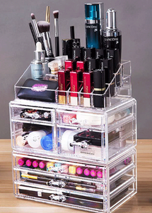Organizador de maquillaje cosmético caja de almacenamiento de acrílico multinivel organización transparente grande barato personalizado - Product Image 3