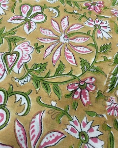 Hermosa Tela Estampada a Mano con Bloques de Madera Indios, 100% Algodón, Material Decorativo para el Hogar, Tela para Tapicería - Product Image 4