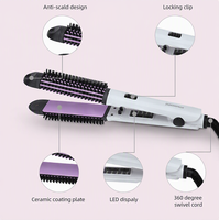 Fer à lisser chauffant en céramique avec 5 réglages de température, fer à lisser à température réglable 2 en 1, fer à boucler, écran LED, 140-220 ℃