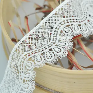 Fringe floral cotton lace trim products nylon spandex stretch african nigeria cotton border lace Nylon crochet lace