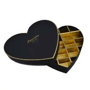 Confezione regalo rigida a forma di cuore di caramelle al cioccolato con logo personalizzato di san valentino con coperchio