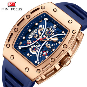 Domineering barrel-shaped men's watch with curved mirror and skeletonized <b>face</b>. - Product Image 5