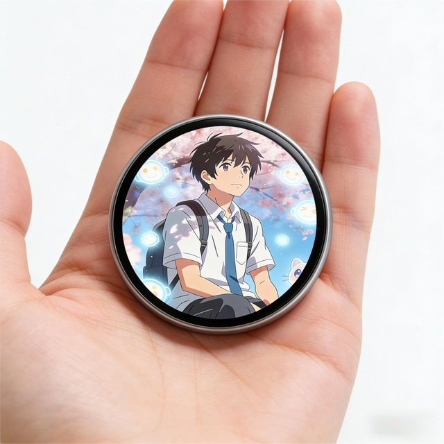 Pocket-Sized Animated Photo Pin with Customizable Stickers & Colorful Light Effects for Fashion & Fandom