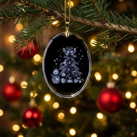 Ornements de Noël ovales en cristal de 70 mm, pendentifs gravés au laser 3D (Père Noël, arbre, bonhomme de neige) pour la décoration de l'arbre de Noël