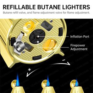 Briquet à cigare CIGARLOONG en forme de fusée, 3 jets de flamme réglables, coupe-vent, torche métallique personnalisée avec poinçon et aiguille intégrés - Product Image 4