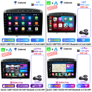Autoradio portable LEHX Pro 9 pouces 2DIN Android 12 avec amplificateur GPS 4G, montage sur tableau de bord pour <span class=keywords><strong>Peugeot</strong></span> <span class=keywords><strong>308</strong></span>/408 (2010-2016) (écran QLED) - Product Image 4