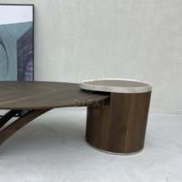 Table d'appoint en cuir haut de gamme pieds en métal ensemble de Tables basses modernes en bois massif