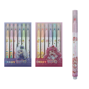 Nhà máy bán tùy chỉnh đóng gói tianhao 12-màu kim loại mực Highlighter long lanh đánh dấu ngón chân bàn chải tip long lanh hiệu ứng thiết lập đánh dấu - Product Image 2