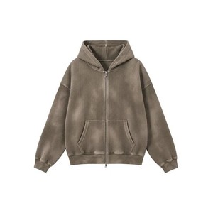 Custom Cotton Dirty <b>Thermal</b> Oversized Heavyweight Zip up Waffle Knit Blank Vintage Distressed Acid Wash Hoodies Sweatshirt <b>Men</b> - Product Image 3