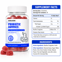 Gummies probiotiques avec Bacillus Coagulans Inuline 2 milliards d'UFC, complément alimentaire pour la santé digestive des adultes, flacon de 60 unités